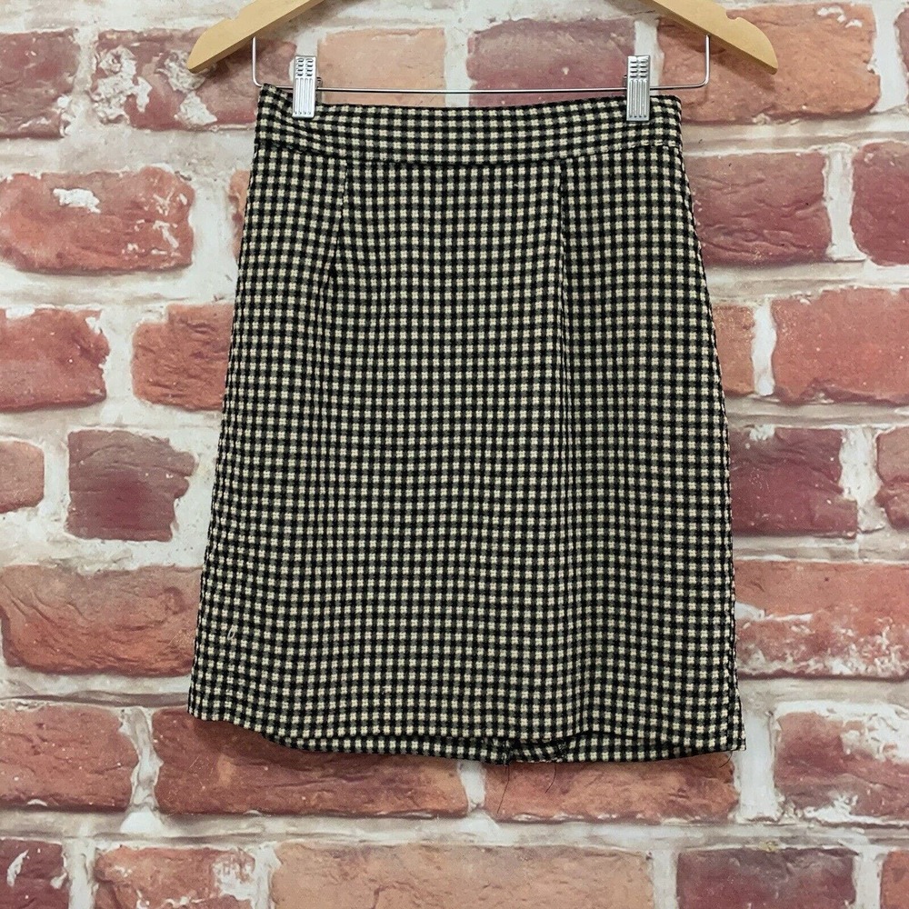 Vintage Rampage Skirt Junior's Size 5 Black Cream Plaid Pocketless Zip Up